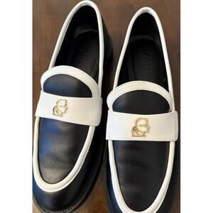 Karl Lagerfeld Paris Women’s Black White Leather Loafers Rylynn